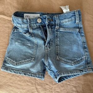 ZARA Girls Light Blue Wash Denim Shorts